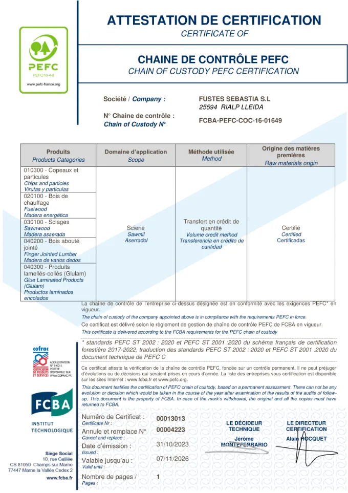 Certificado PEFC 2021–2026