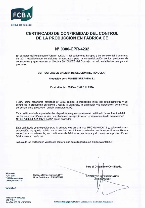 Certificado de Madera Maciza Estructural